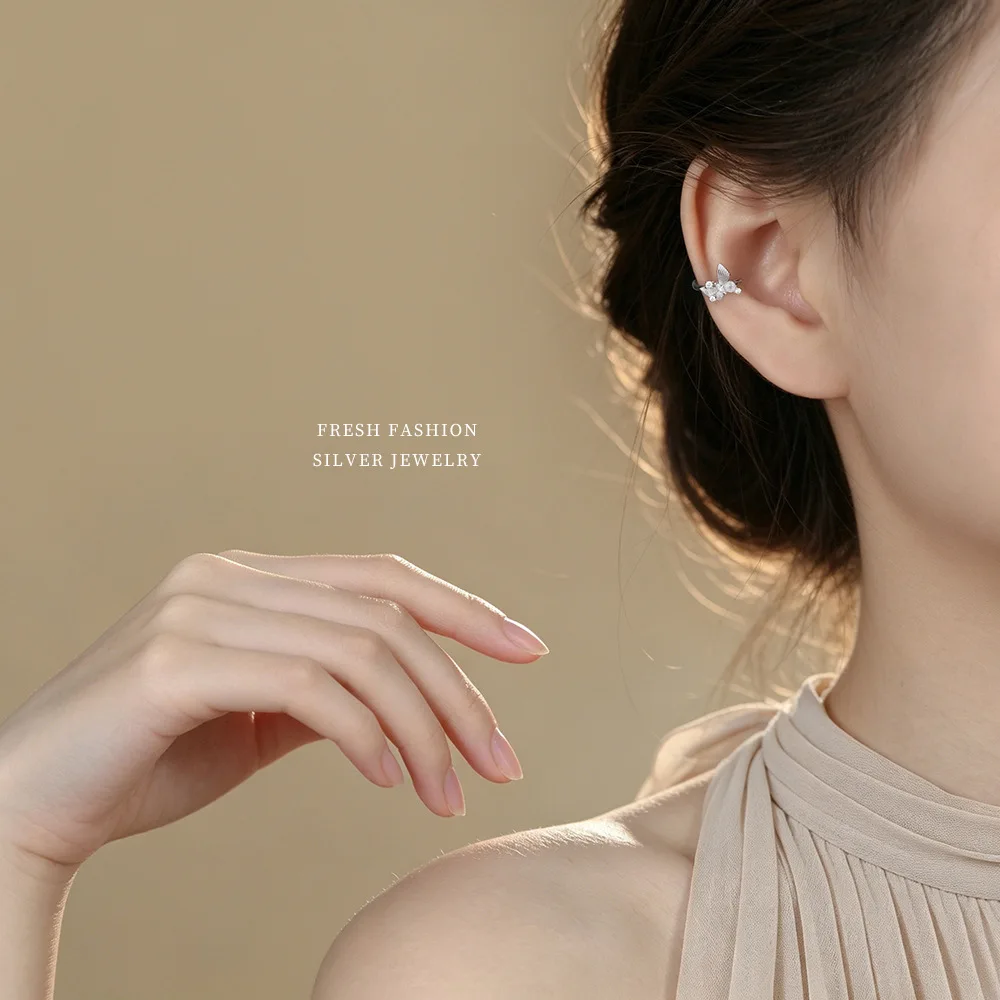 F.I.N.S 1PC Original Korean Fashion S925 Sterling Silver Zircon Clip Earring For No Holes Punk Rivet Earcuff Catilage Jewelry
