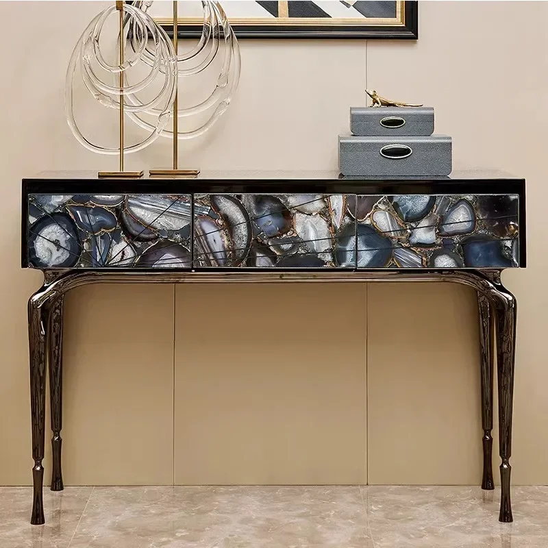 Minimalist stone villa light luxury high-end of home front door stainless steel entrance cabinet
