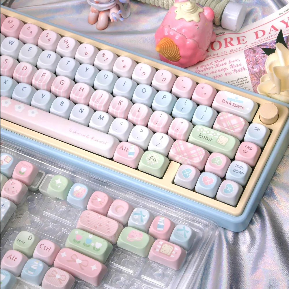 MOA Cute Sweet Girl Key Cap PBT 130 Keys for Cherry Mx Switch Gaming Mechanical Keyboard 68 75 82 98 104 Layout Customization