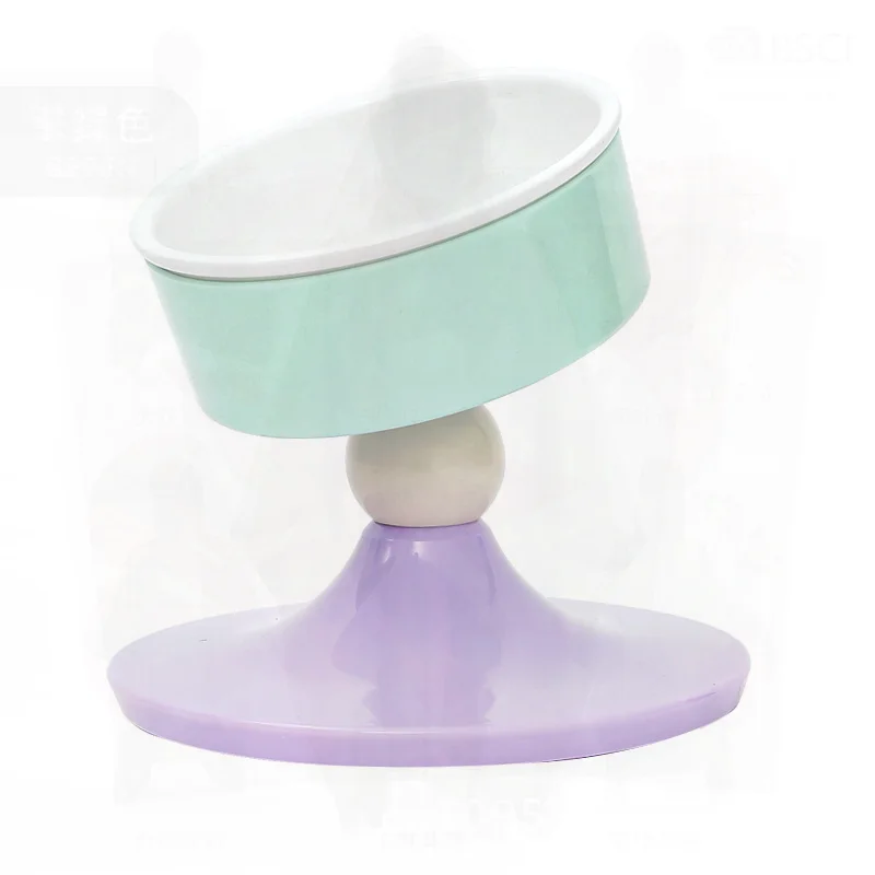 

Creative Adjustable Cat Bowl with Cross-Neck Design Anti-Knock Pet Feeder Goblet Food Basin for Dogs And Cats Plastic 360°