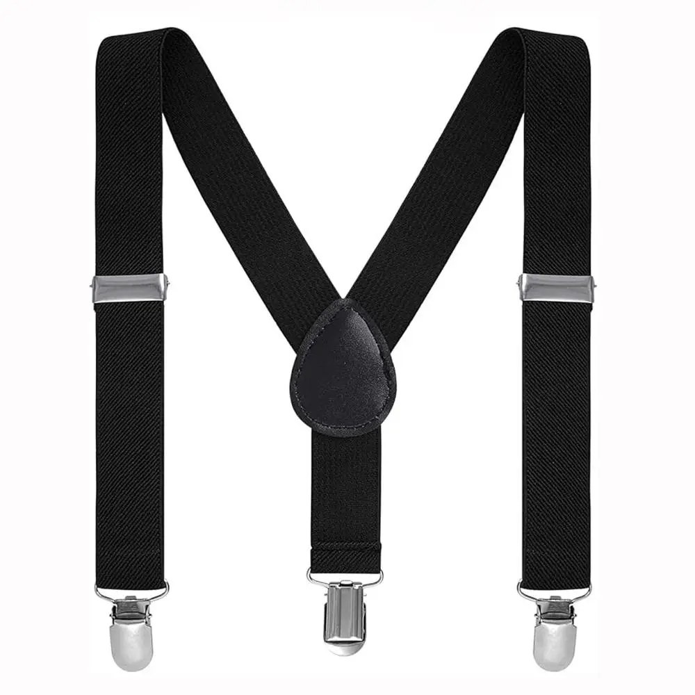 New Adjustable Suspenders Elastic Solid Color Braces Clip-on Suspenders