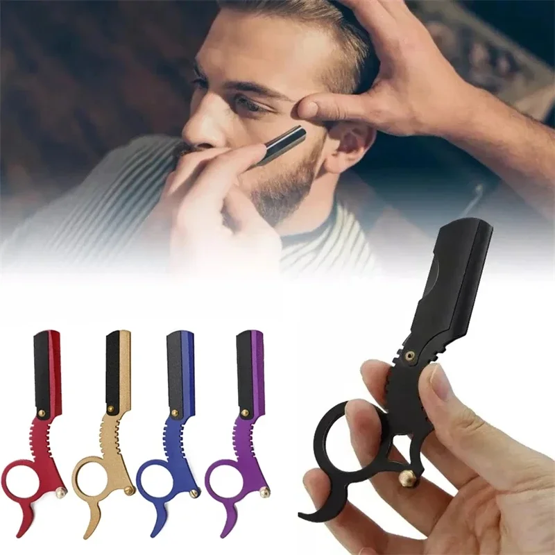 Straight Edge Barber Razor Haircut Beard Eyebrow Shaving Tool Manual Depilation Razor Hairdresser Trimming Blades Replaceable