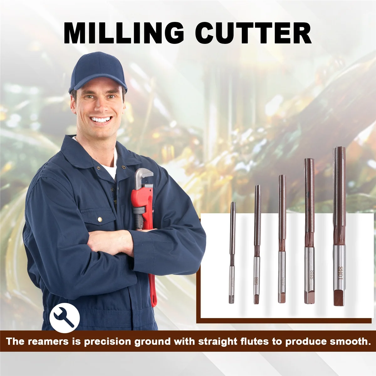 

Ручная развертка, 5 шт., набор ручных разверток с флейтами H8, набор ручных разверток с прямым хвостовиком, 4 мм/5 мм/6 мм/8 мм/10 мм