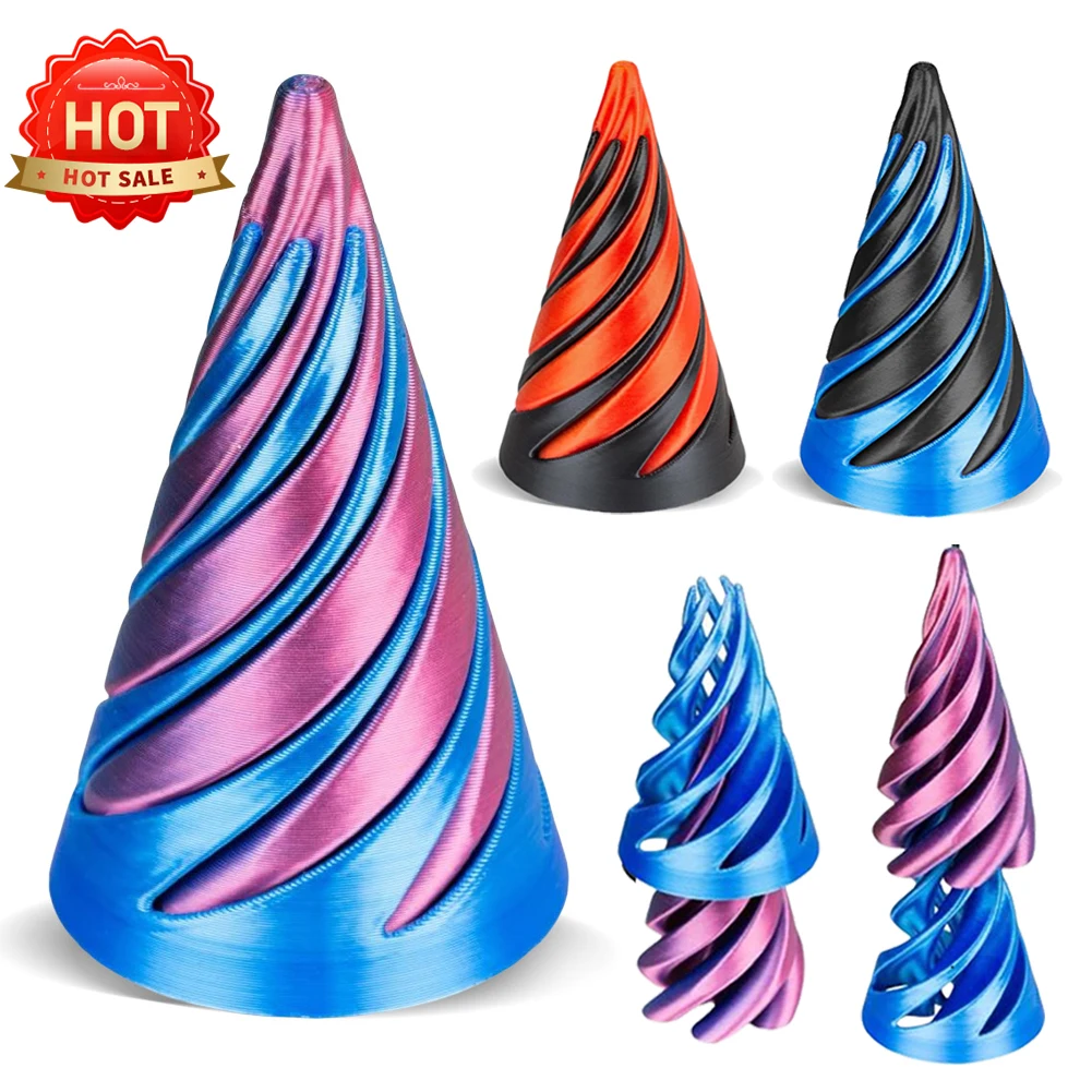 3D gedruckte Spiral kegel Spielzeug Zappeln Spielzeug Pyramide Passth rough Skulptur Wirbel faden Illusion Pass durch Pyramide Spielzeug Geschenke