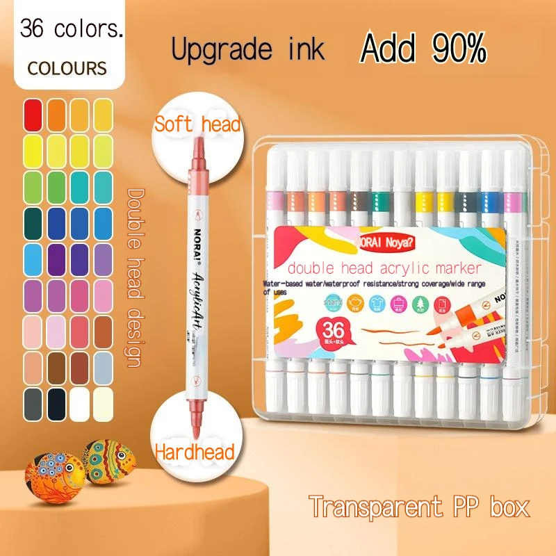 Double-Ended Acrylic Markers Children'S Art Diy Doodling Pens Opaque Waterproof Large Capacity Non-Toxic Washable Watercolour