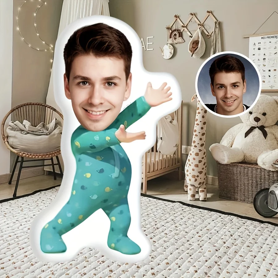 Custom Portrait Plush Pillow - Personalized Photo Insert, Soft Short Plush Material, Zipper Closure, Machine Washable, Ideal for