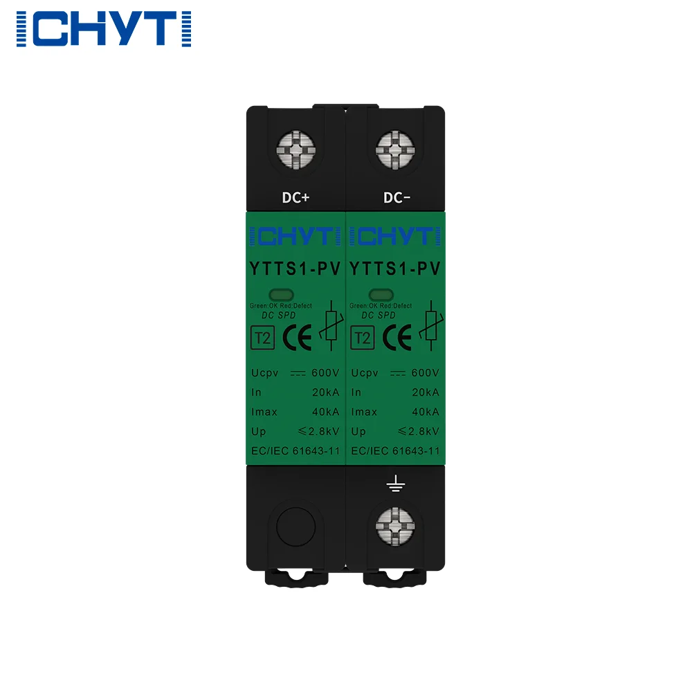 3PCS CHYT DC PV SPD 600VDC 1000VDC 20~40kA Lightning Arrester Surge Protective Device (spd) Power Surge Suppressor