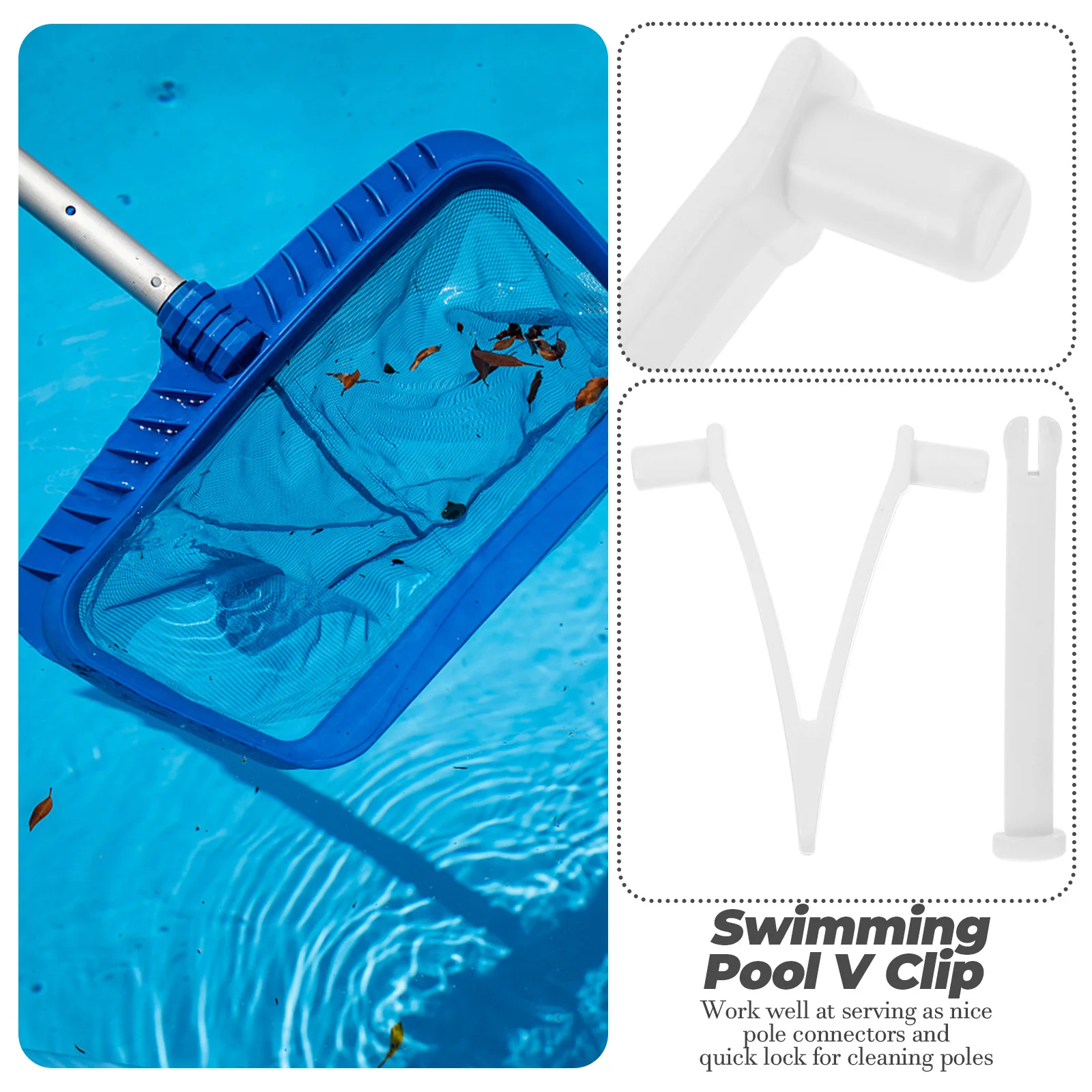 

5 Sets Pool Clips V Shape Locking Pins for Cleaning Poles Skimmer Nets Leaf Rake Brush Handles Accessories Sturdy Materials Safe