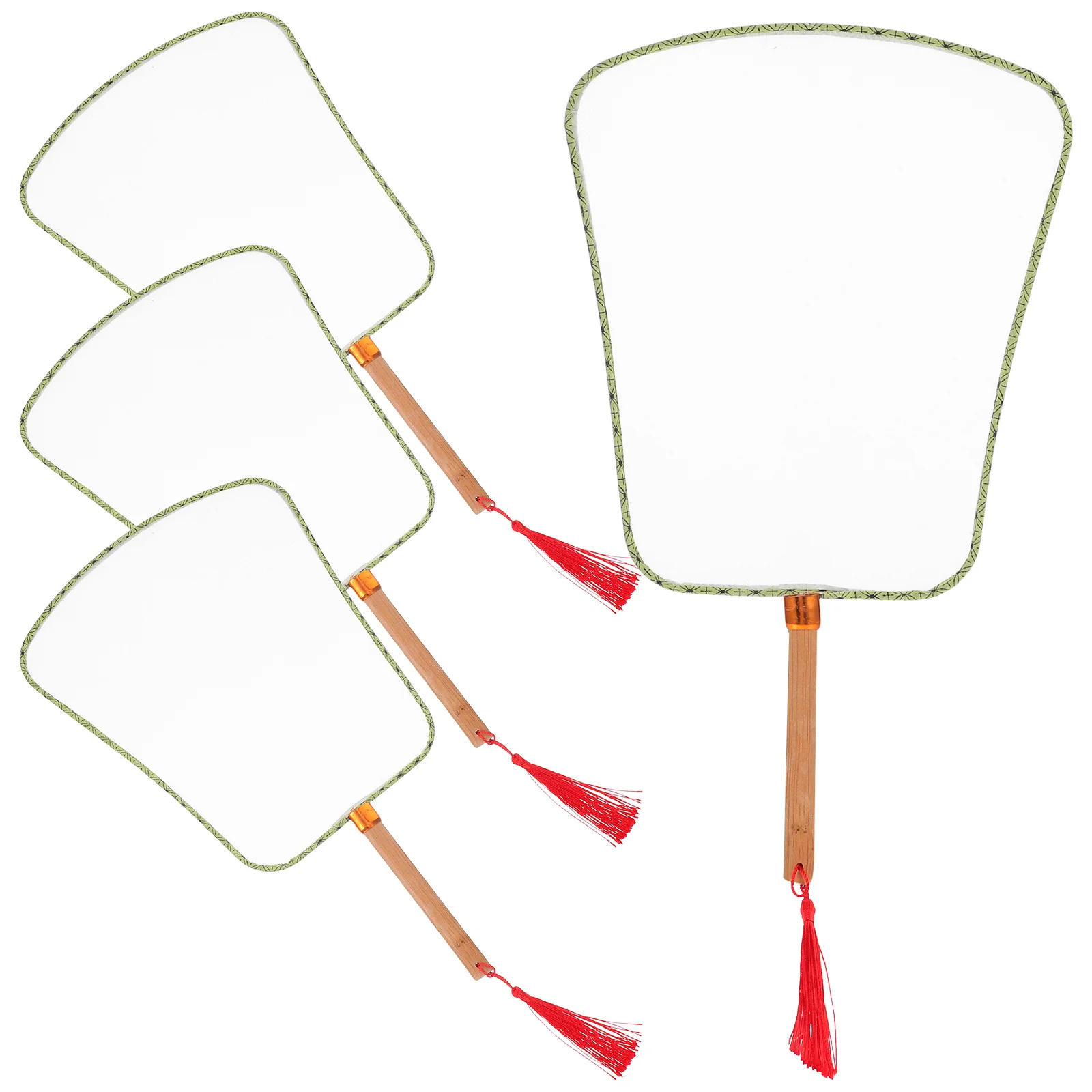 4Pcs DIY Blank Handmade Fan Traditional Bamboo Handle Summer Art Projects Kids Doodling Painting Decorative Craft - Image 2