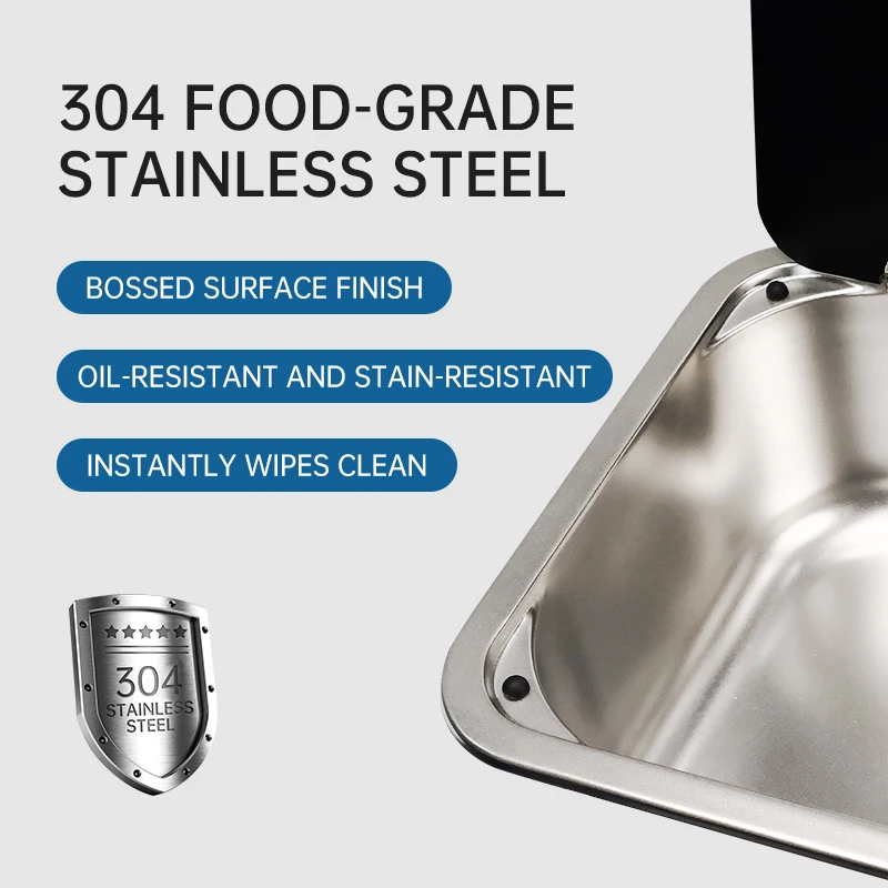 GuangRun RVS&Campers Used SUS 304 Stainless Steel Single Bowl Hand Wash Basin Kitchen Sink Lid for Marine Vehicle Use