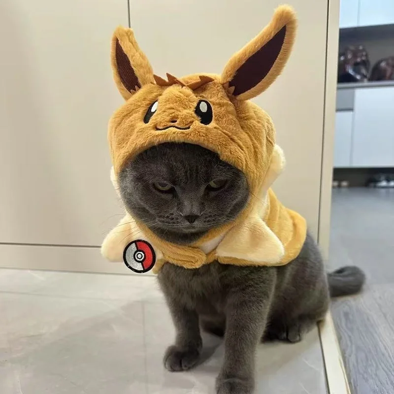 Anime PokéMon Pet Hooded Robe Pikachu Eevee Ducktales Dog Clothes Costume Gift Furry Plush Toy For Movie Tv Fans