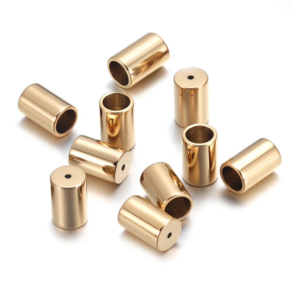 Stainless Steel 6mm / 1mm Tube Beads for Connect Leather Cord End Beads Spacer for Bracelet Jewelry Making Accessories
