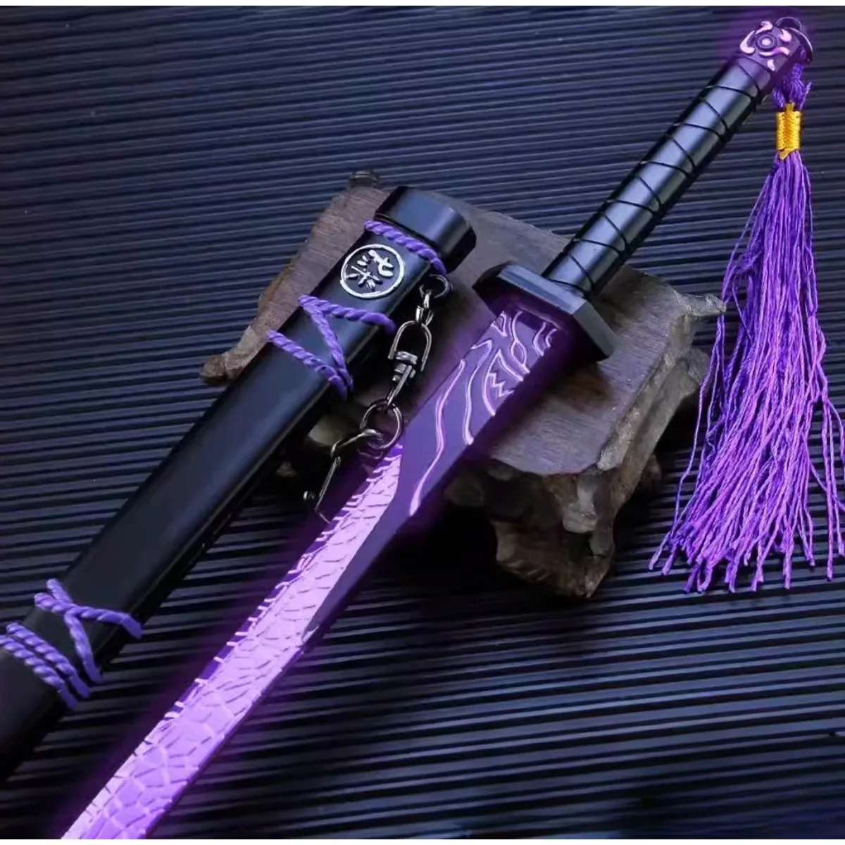 In Stock Demonic Sword Thousand Blades Purple Light Knife Anime Figure Peripherals Metal Model Cosplay Props Birthday Gifts Toys