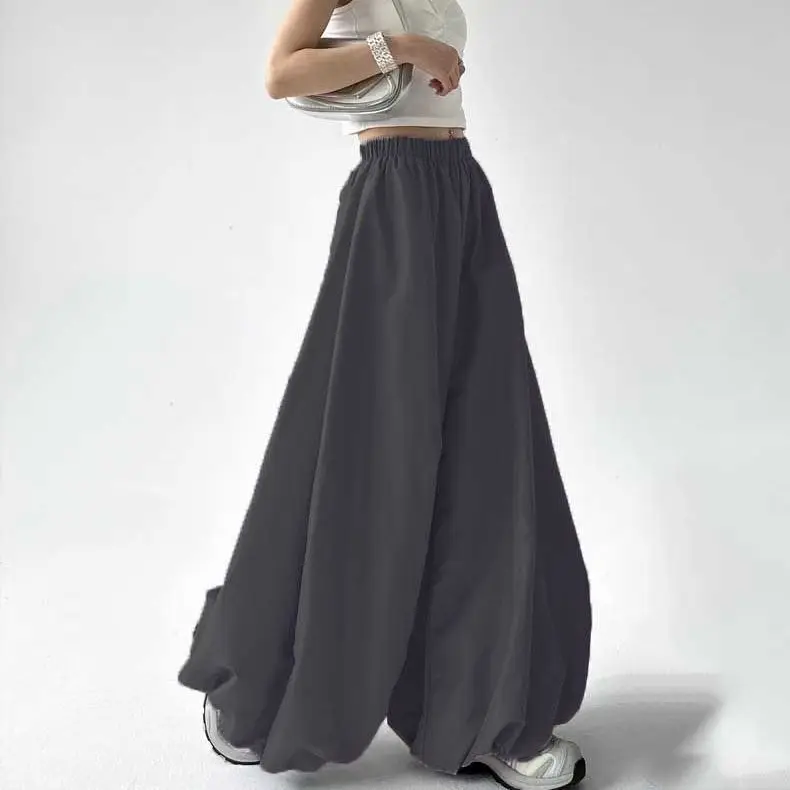 Retro Japanese bloomers women's summer loose and thin elastic high waist drape versatile casual ice silk wide-leg pants skirt