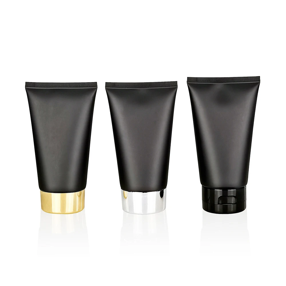 Matte Black 150ml Squeeze Refillable Bottle Empty 150g Cosmetic Frost Plastic Soft Tube Makeup Cream Body Lotion Containers