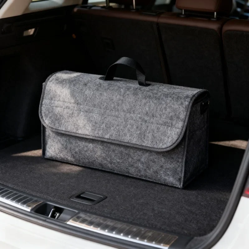Car Trunk Organizer Soft Felt Storage Box Accessories Large Anti Slip Compartment Boot Storage Organizer Tool Car Storage Bag