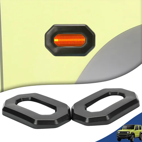 Imagen 2 del producto 4 Uds cubierta de agujero de llave de puerta de coche guardabarros lateral luz de señal de giro decoración de lámpara para Suzuki Jimny JB64 JB74 2019 + accesorios exteriores