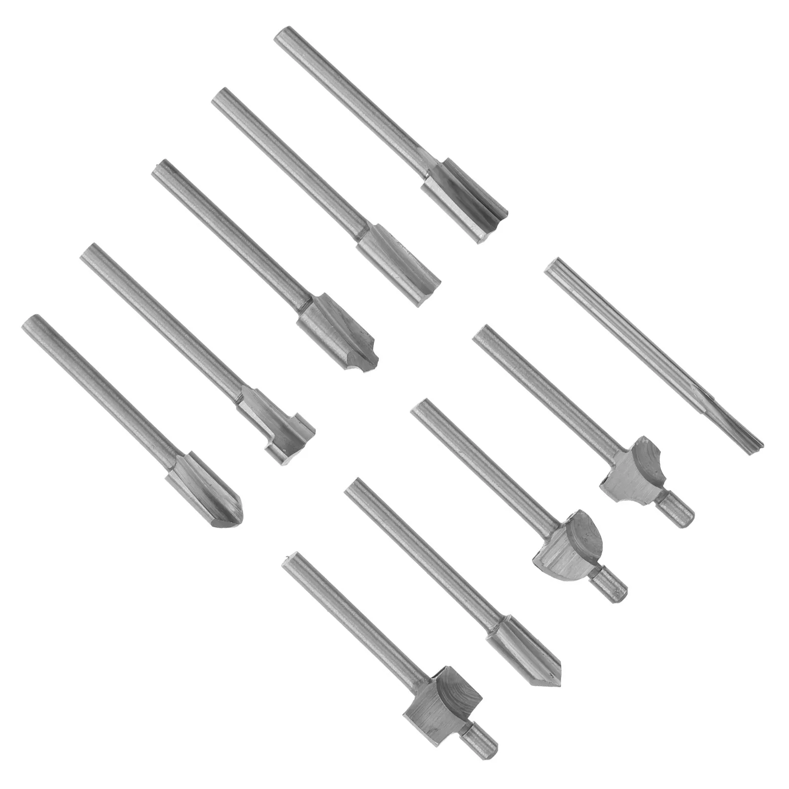 

10Pcs High Efficiency 3Mm Titanium Nitride Coated Router Bits for Electric Trimming Machine Cnc Mute Precision Wood Cutting