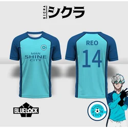 3D Anime Blue Lock MAN SHINE CITY Nagi Seishiro Cosplay T-shirt Football Jersey Women Men Harajuku Short Sleeve Funny T shirt