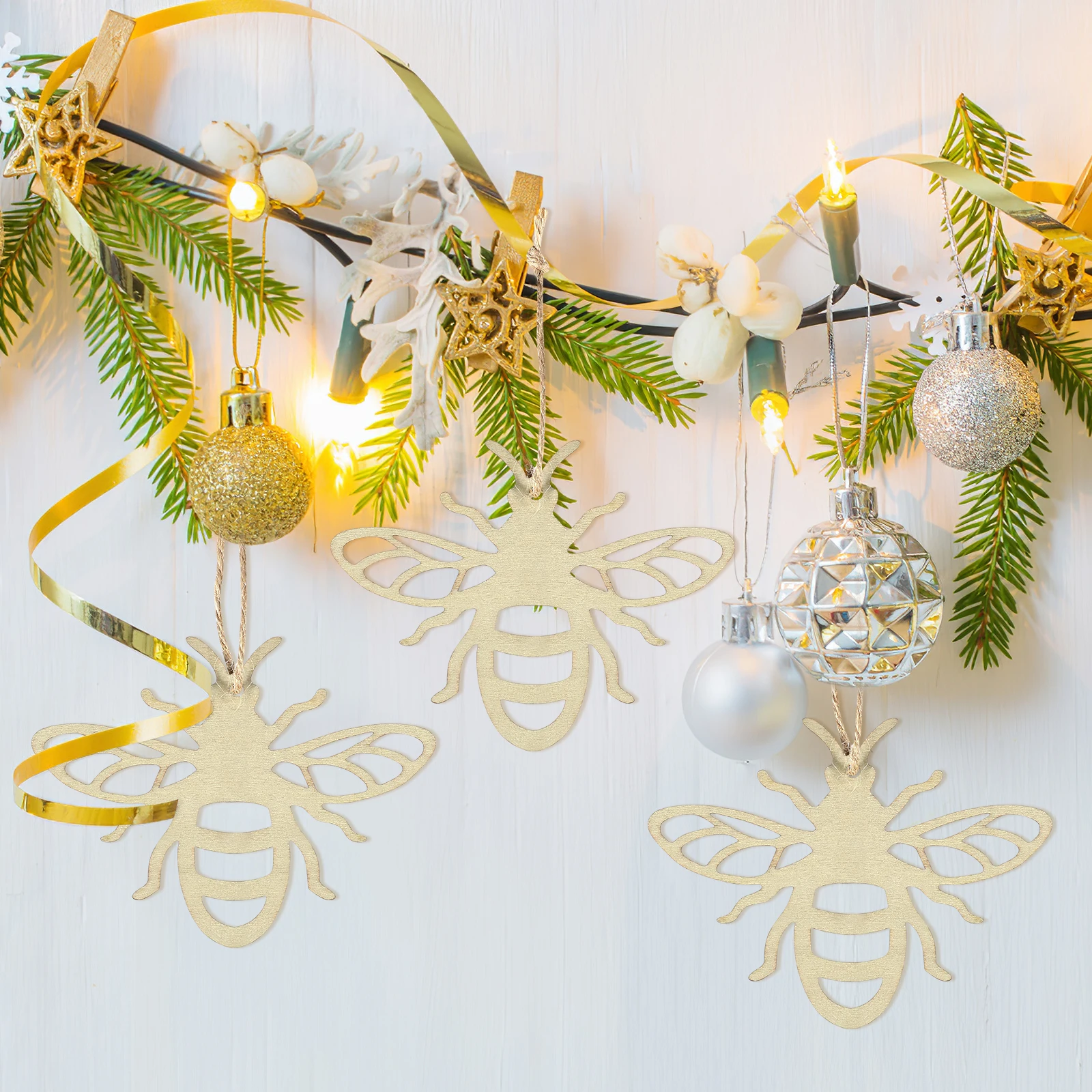 Houten plakjes met bijen 20 stuks uitgehold onvoltooide ambachten DIY hangers voor decoraties houten hangende ornamenten