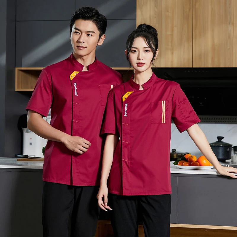 Chef Work Clothes Cook Jacket Food Service Cooking Clothes Tops Kitchen Shirt Hotel Waiter Overalls Restaurant Uniform