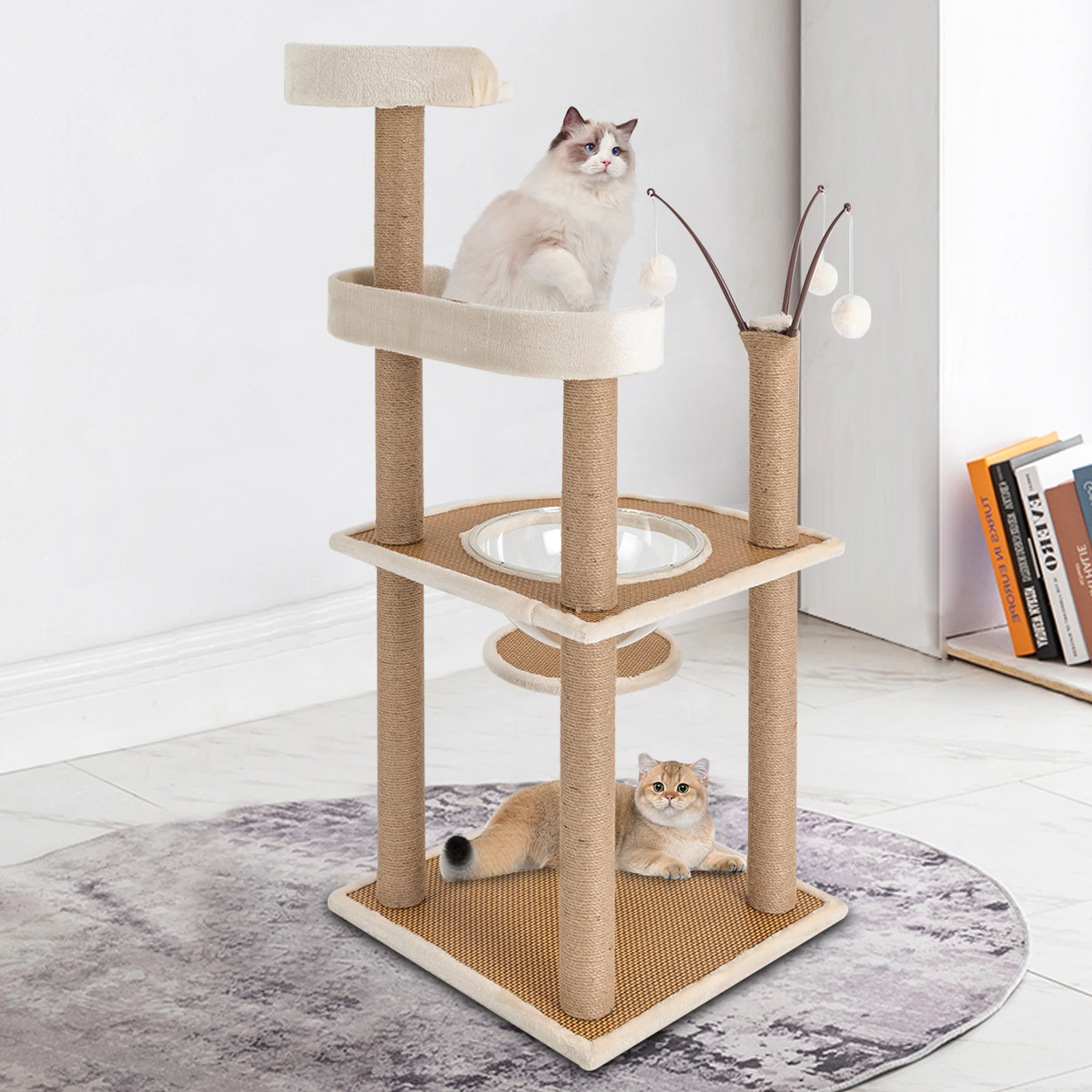 

Cat Tree, Modern Cat Tower for Indoor Cats, Scratching Posts, Removable, Brown