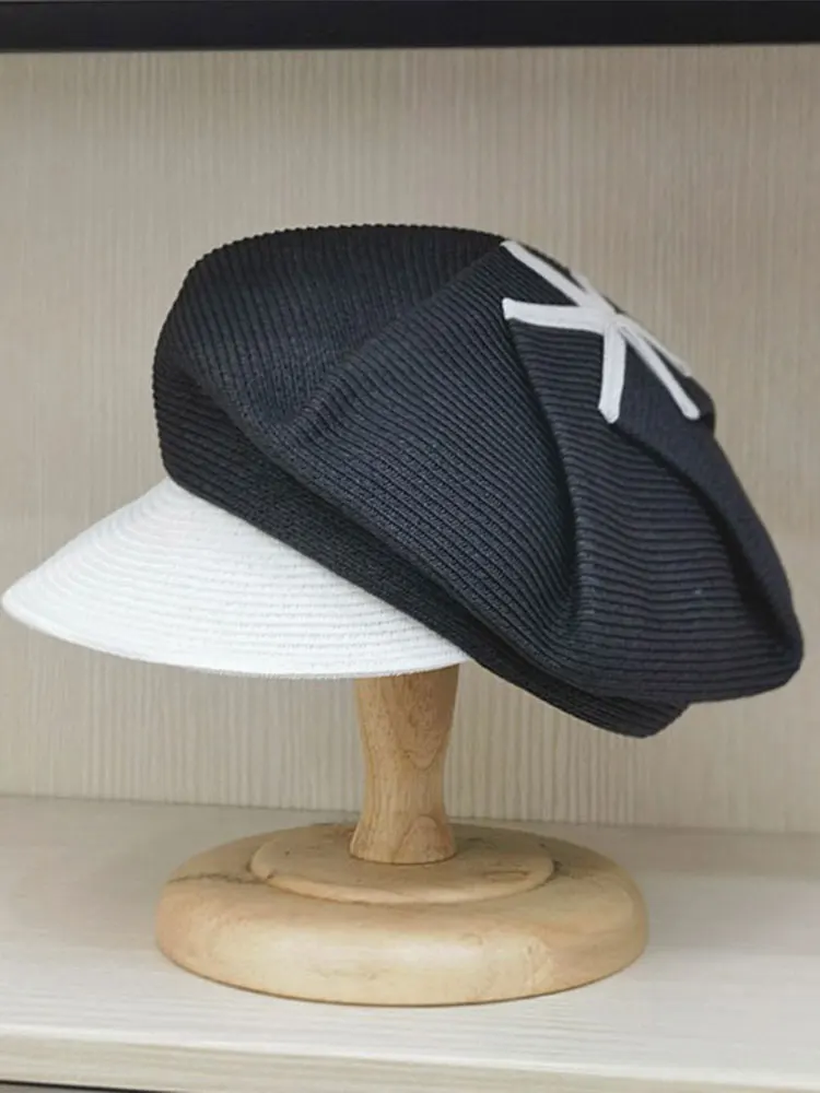 Japanese Vintage Fashion New Visor Hats For Women Summer Casual Octagonal Hat Straw Hat Designer Fadora Hat Ladeis Beach Beret