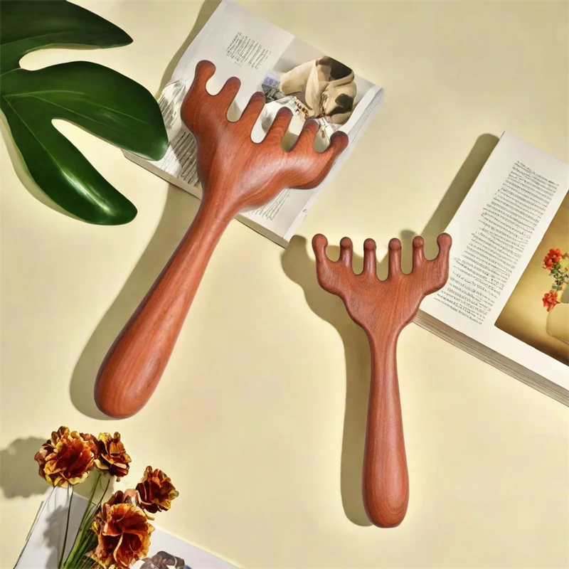 Head Meridian Massage Comb Sandalwood Wide Tooth Comb Acupuncture Therapy Blood Circulation Anti-Static Smooth Hair