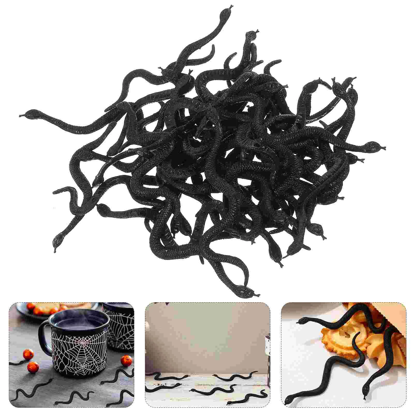 100 Pcs Simulation Snake Model Toys Halloween Tricky Creepy Prank Props Plastic Snakes Gift Child Wildlife Animal