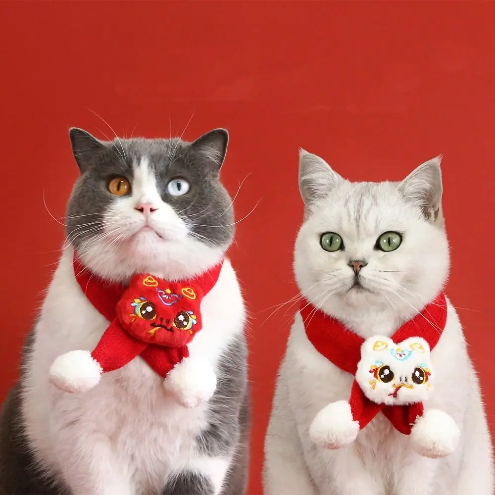 

Practical Cartoon Pet Scarf Washable Cute Dogs Knitted Scarf Warm Pet Neck Scarves Chinese New Year