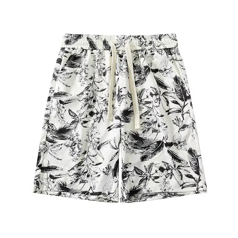 

Ice Silk Men's orts Qui Dry Beach Pants Five-Quarter Casual Trousers Breathable Summer Outerwear Faionable Floral Pattern