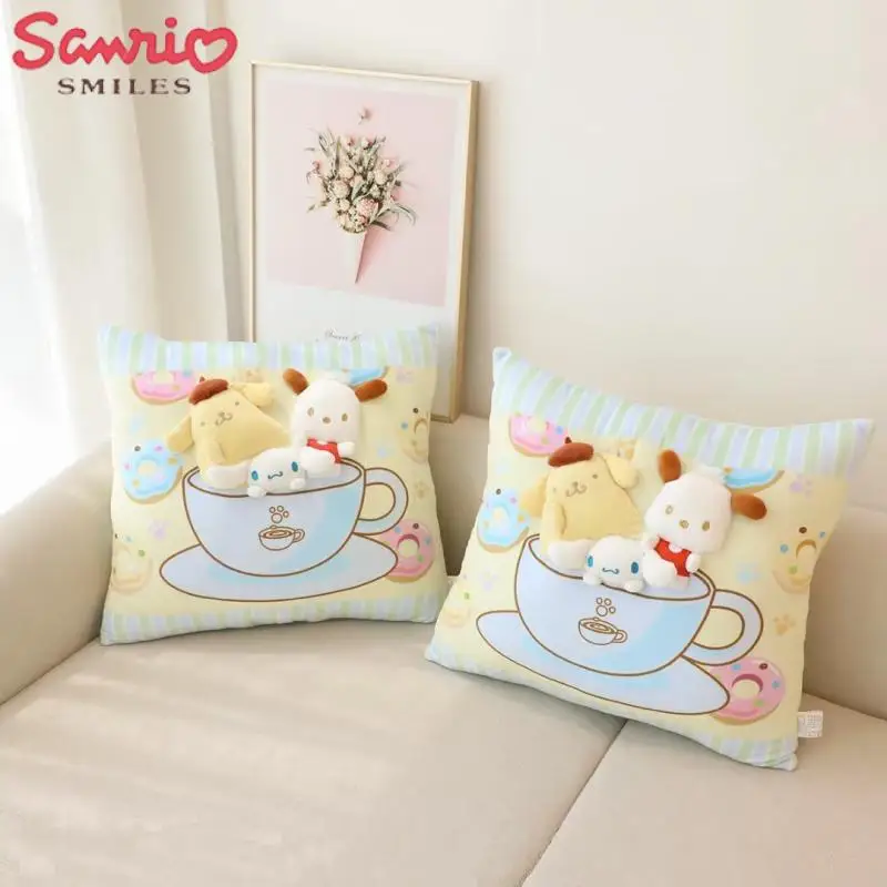 

Sanrio Throw Pillow Kawaii Cinnamoroll Pompom Purin Pochacco Korean Cartoon Home Cushion Pillow Cute Girls' Office Nap Pillow