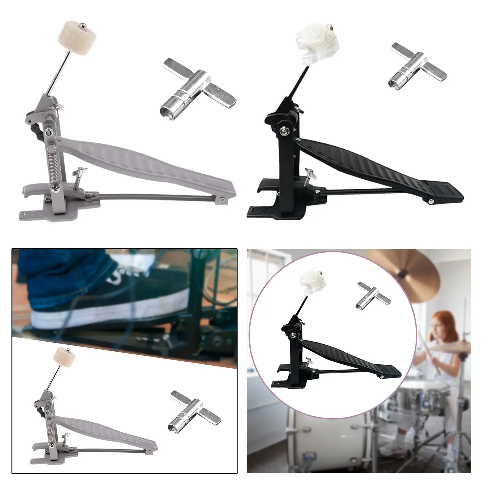 Bass Drum Pedal Professional Aluminum Alloy Portable Single Foot Kick Kick Drum Pedal for Performance Electronic Drums