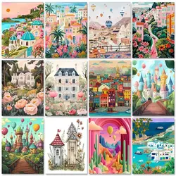 GATYZTORY 60x75cm Paint By Numbers Handpainted Canvas Painting City Scenery Painting By Numbers For Adults Home Decor