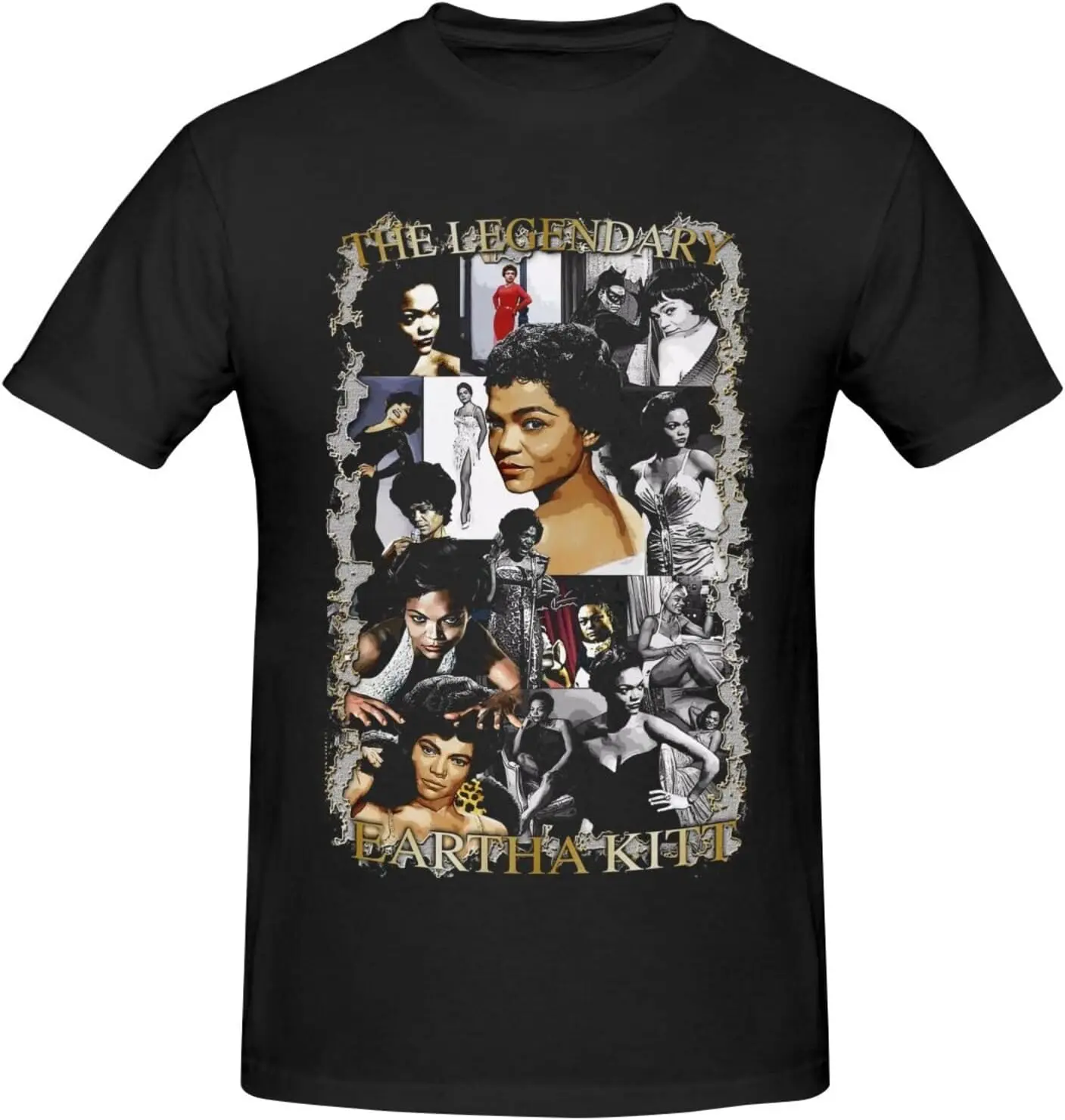 تيشيرتات قطنية بأكمام قصيرة قابلة للتنفس للرجال من Eartha Music Kitt، نمط شخصي، تي شيرت مخصص باللون الأسود