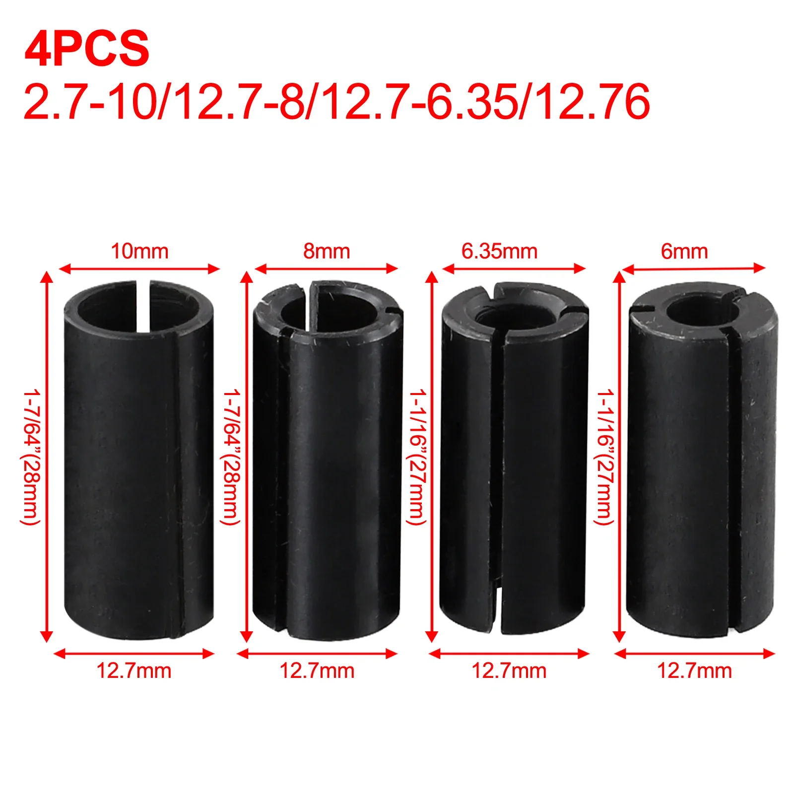 For Engraving Machine Route Bit Adapter Collet Yard 4PCS Carbon Steel Reducing Sleeve Wear Resistance High Quality