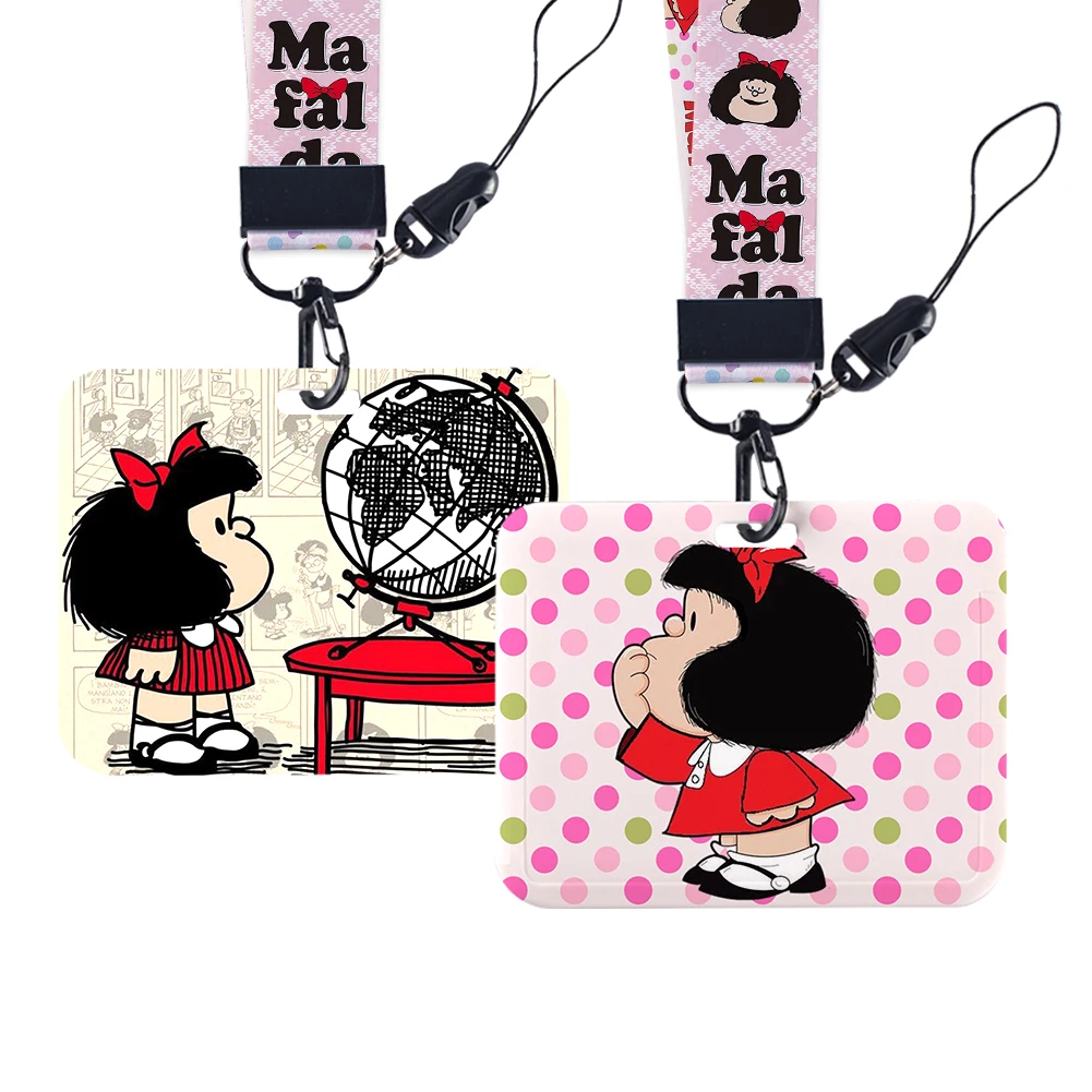 Cartoon schattig meisje horizontale ID creditcard cover bus kaarthouder charme badge houder gepersonaliseerde cadeau lanyards