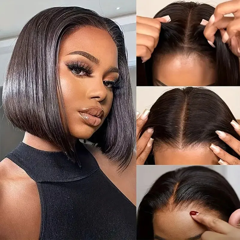 Straight Glueless Bob Wigs Human Hair Pre Plucked 13x4 Straight Lace Front Wigs Human Hair For Women Brazilian Remy Cheap Wig