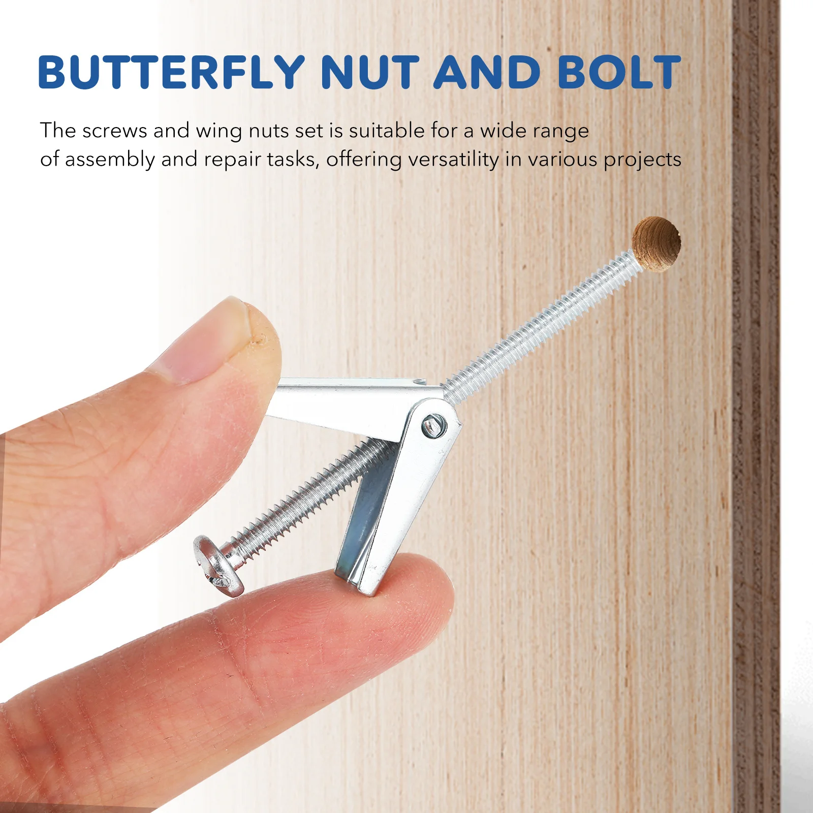 20Sets Wing Nut and Bolt Combination Heavy Duty Metal Screw Fitting Toggle Bolts Drywall Anchors Kit for Repair DIY Projects