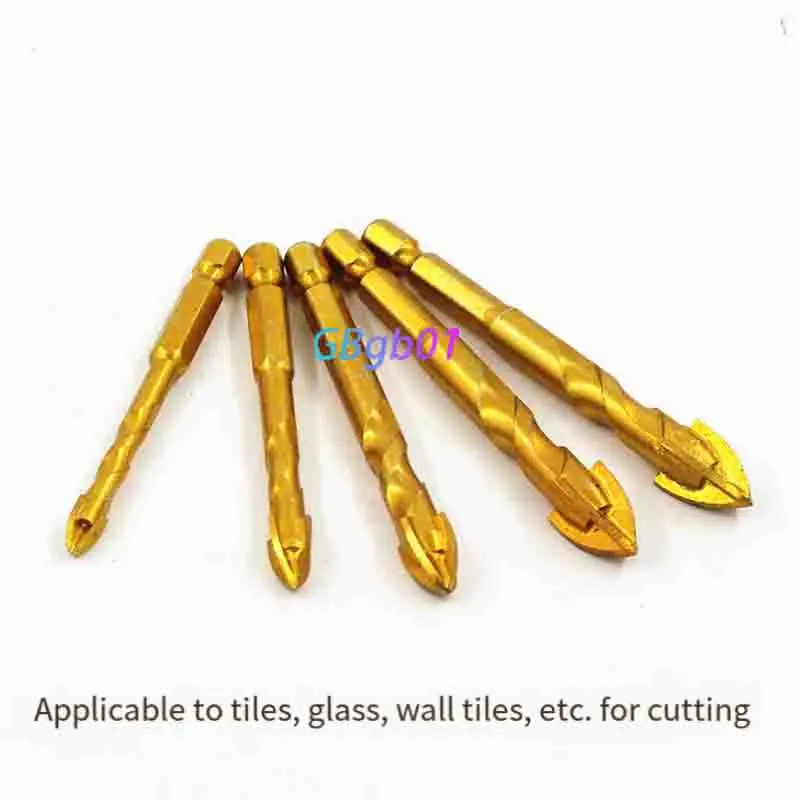 

Hex Shank Copper-Coated Tile Drill Bit Ceramic Glass Concrete Hole Opener Spiral Cross Alloy Twist Drill