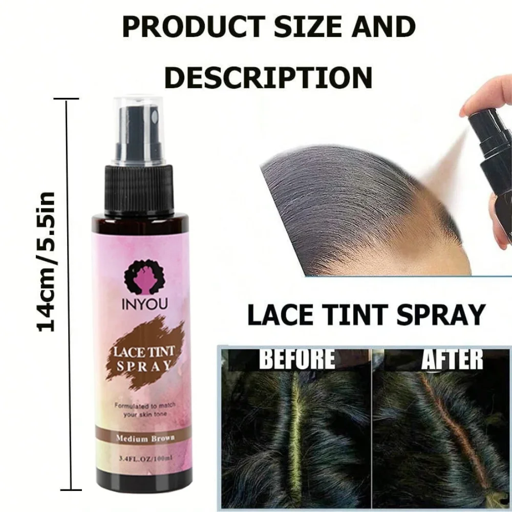 Lace Tint Spray for Wig Melting - Brown Mousse Blends Lace Seamlessly, Washes Out Easily, Smudge-Free Formula, Sweat Resistant