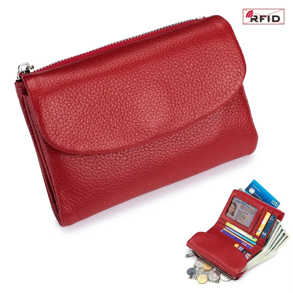 rfid-wallet-woman-clutch-bag-large-capacity-storage-bag-wallet-lady-purse-genuine-leather-women's-short-wallet-for-girl