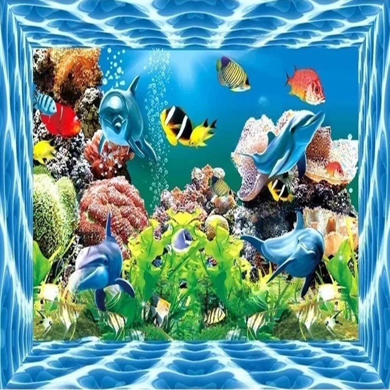 Custom 3D Dolphin Fishes Wall Mural Cartoon Pattern Wallpaper for Living Room Bedroom Kids Room Decor Background Wallcoverings