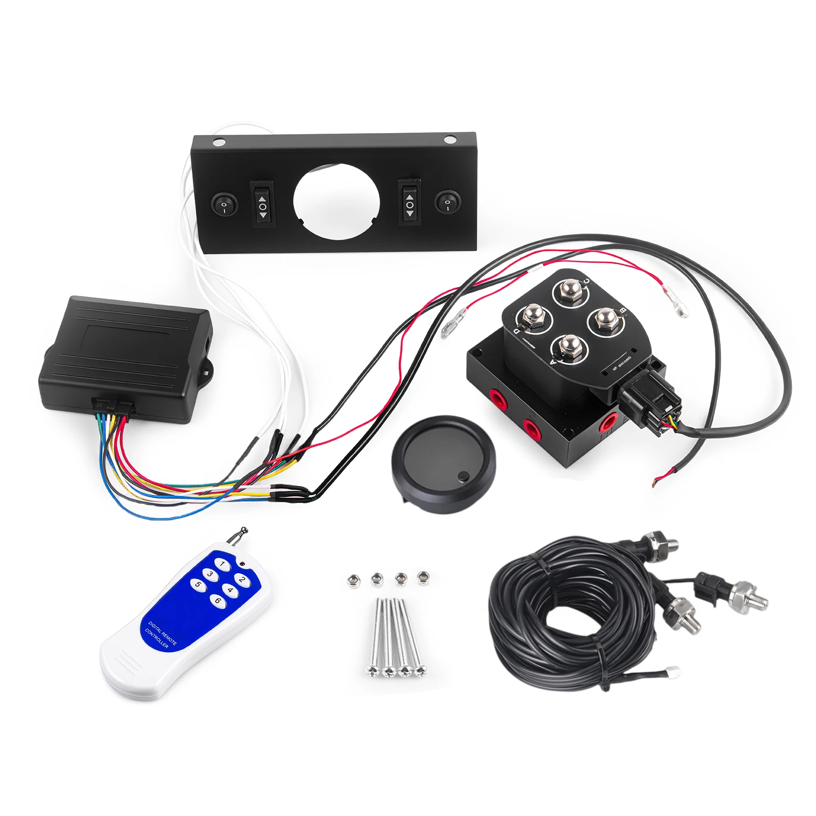 

3Color Air Ride Suspension Three in One Display Pressure Gauge W/Solenoid Valve & Remote Control &Panel Ship Type Switch