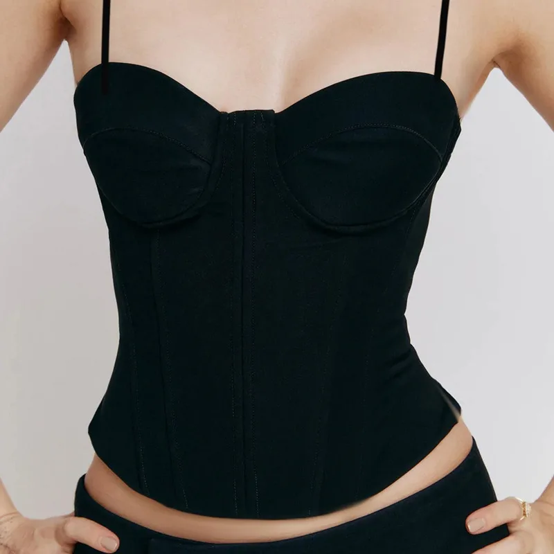Personalized low-cut tight waist slim-fitting sexy fishbone vest short women's suspenders