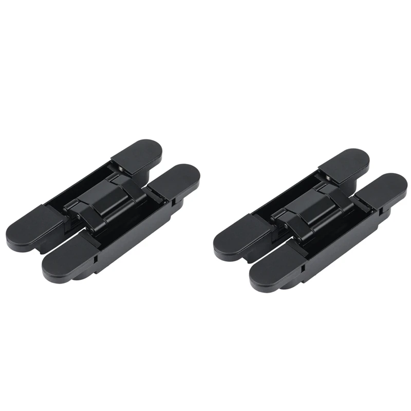 

2X 3D Adjustable Concealed Wood Door Mute Cross Hinge Adjustable Concealed Gate Self Closing Heavy Duty Hinges, Black