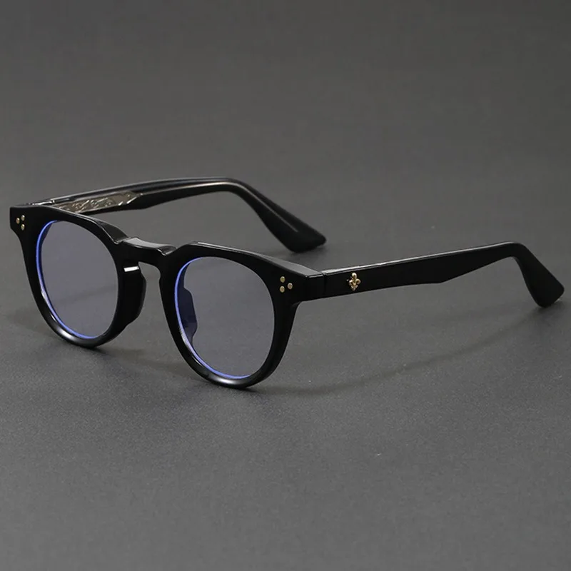 Modische runde Anti-Blaulicht-Brille, Retro-Brille mit dickem Rahmen, optische Brille für Damen und Herren, UV-Schutz, Computerbrille