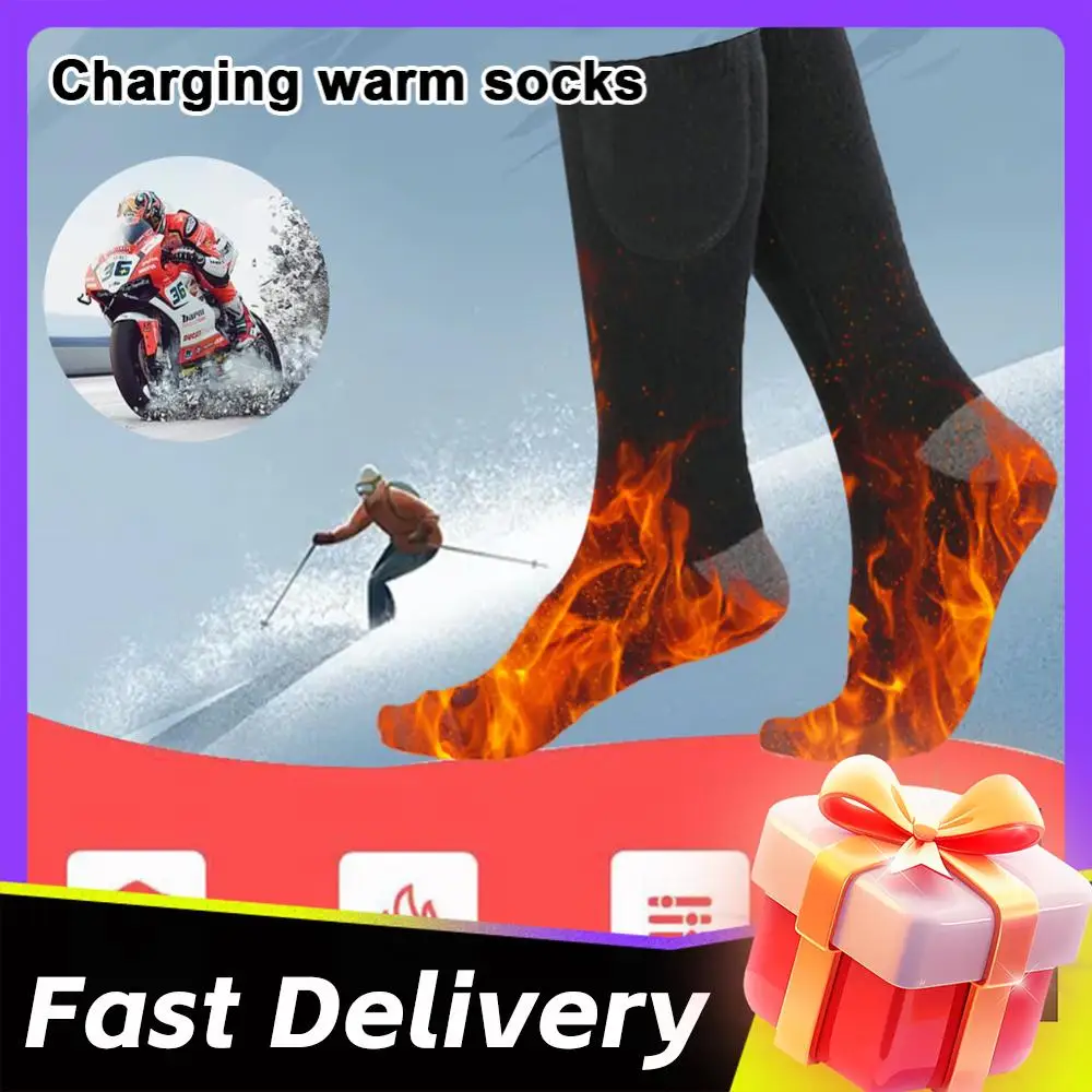

Women Men Electric Heat Stocking Winter Sports Sock Nonslip Snowboard Heated Sock Warm Socks Washable for Outdoor Skiing Hiking
