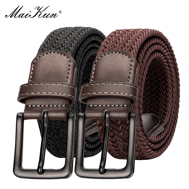 MaiKun 2PCS Leinwand Männer Gürtel Mode Elastische Metall Pin Schnalle Militärische Taktische Raided Stretch Woven Gürtel Für Männer Für arbeit