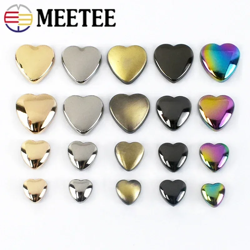 10/30/50Pcs 8/10/12/14mm Heart Rivet Screw for Bags Hardware Decorative Clasp Studs Button Nail Spikes Metal Buckles Snap Hook